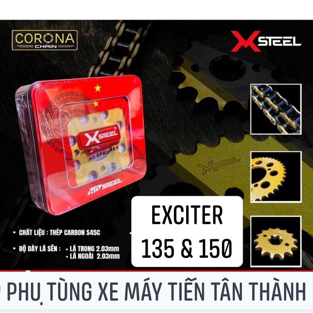 (SIÊU RẺ) COMBO SÊN NHÔNG ĐĨA XÍCH X1R CÔRONA EXCITER 135 &amp; 150