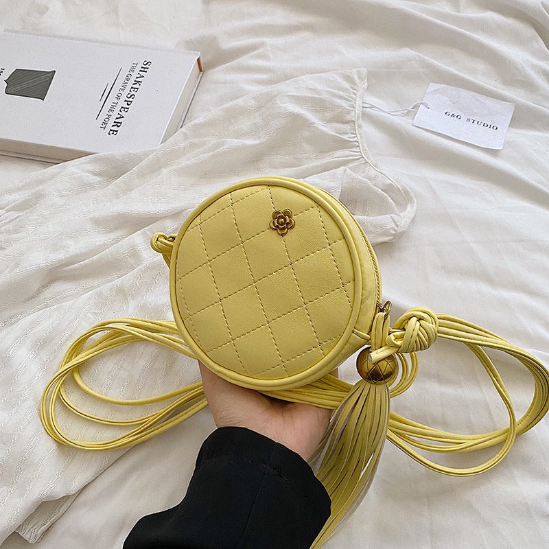 Túi Đeo Vai Hình Tròn Cỡ Nhỏ Phối Tua Rua Thời Trang Cho Nữ