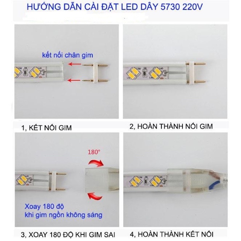 Đèn Led dây đôi 2835 ánh sáng màu xanh dương, ống nhựa 220V 5M