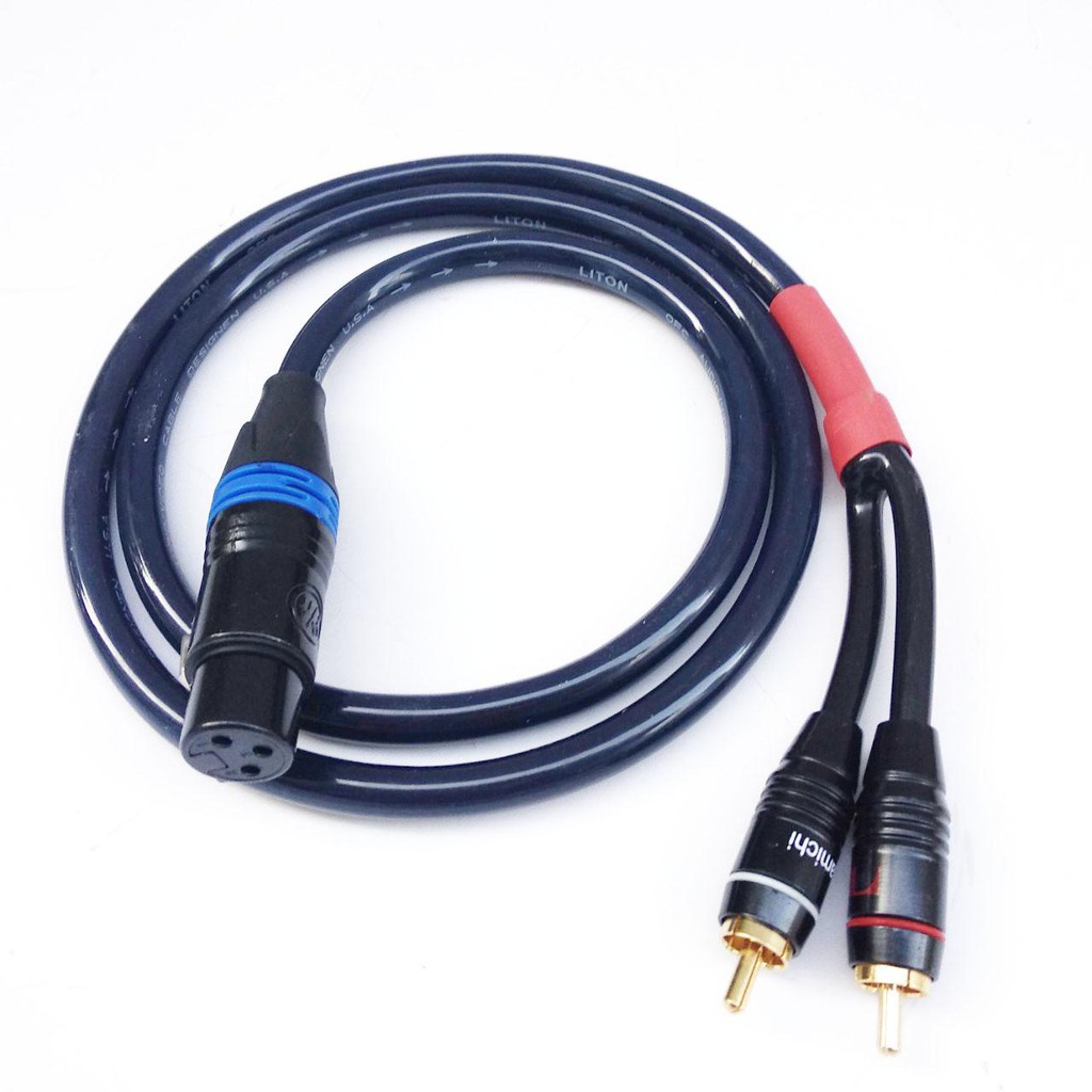 Dây 1 đầu canon cái ra 2 RCA  1.5m cắm vang xuống sub dây Liton