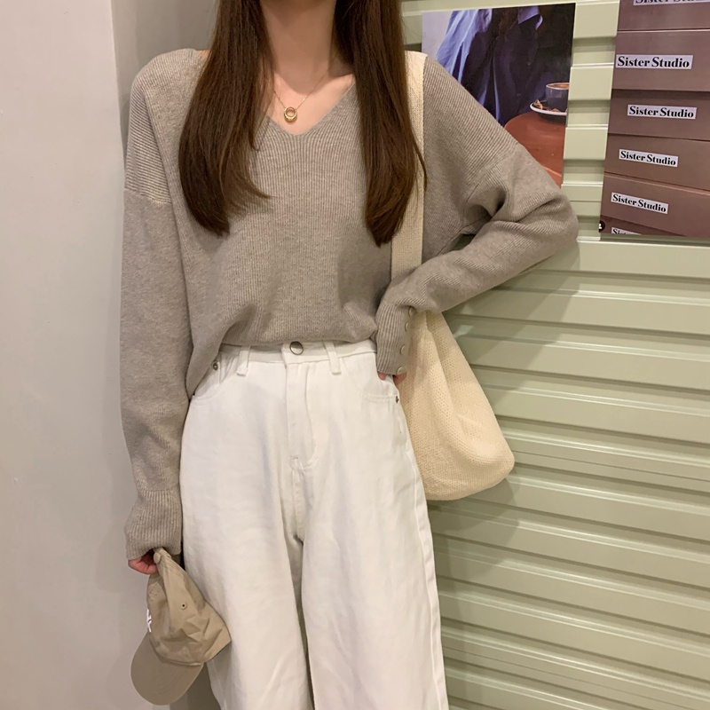 Áo Sweater Dệt Kim Cổ Chữ V Thời Trang Thu Đông Cho Nữ | BigBuy360 - bigbuy360.vn