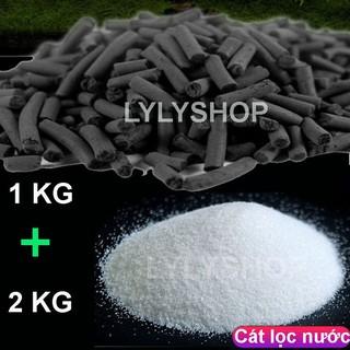 COMBO CÁT THẠCH ANH (2 KG) + THAN HOẠT TÍNH (1KG) vật liệu lọc, trang trí bể cá