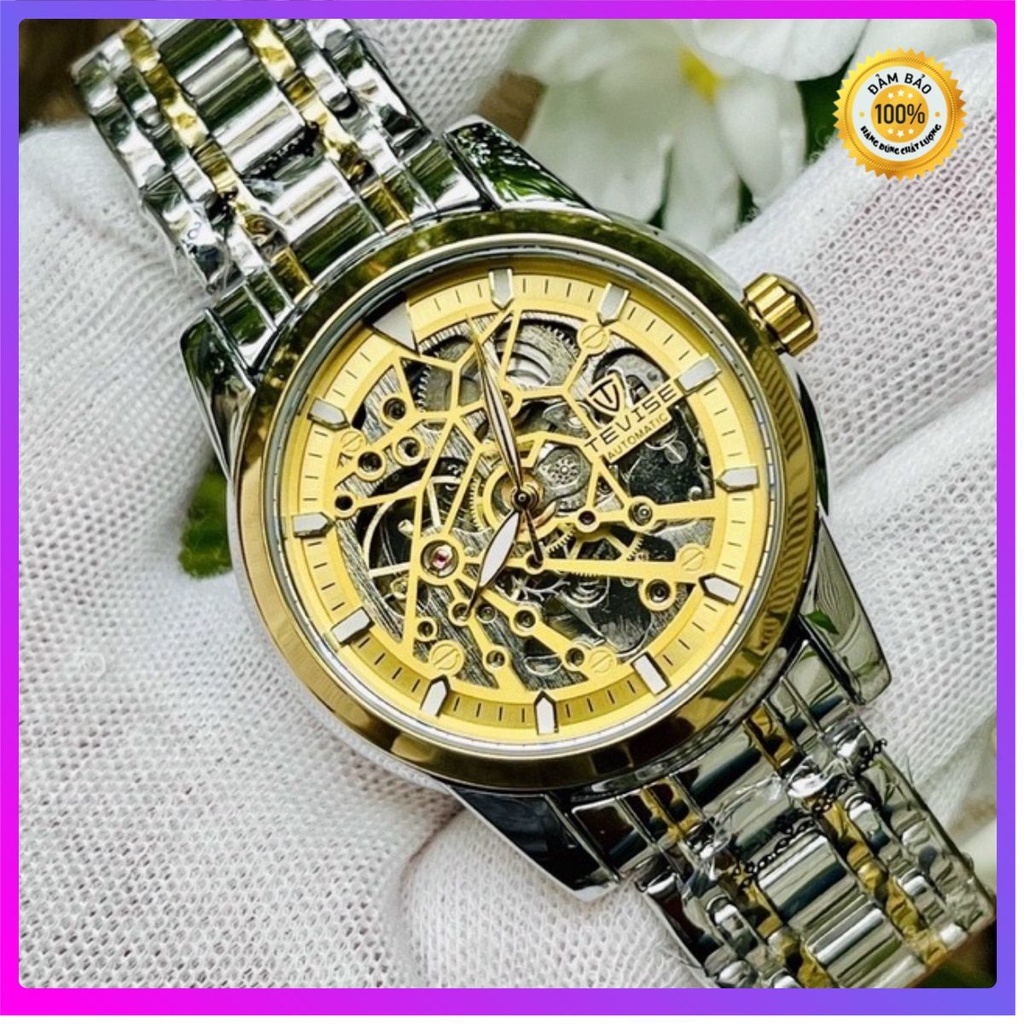 Đồng hồ cơ nam chính hãng TEVISE dây thép chạy full kim - bảo hành 2 năm