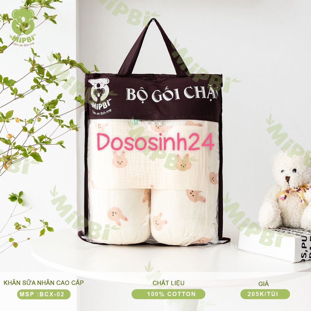 BỘ CHẶN BÔNG KÈM GỐI MIPBI VẢI XÔ MUSLIN