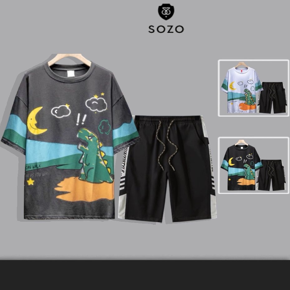 Set Bộ 2 Món Quần Shorts + Áo Thun Nam Nữ Unisex Chất Vải Thun Thể Thao