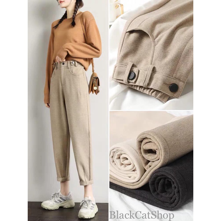 Quần baggy dạ nữ chất vải dạ hàn dày dặn , mềm mịn, co giãn 4 chiều BlackCatShop M11 | BigBuy360 - bigbuy360.vn