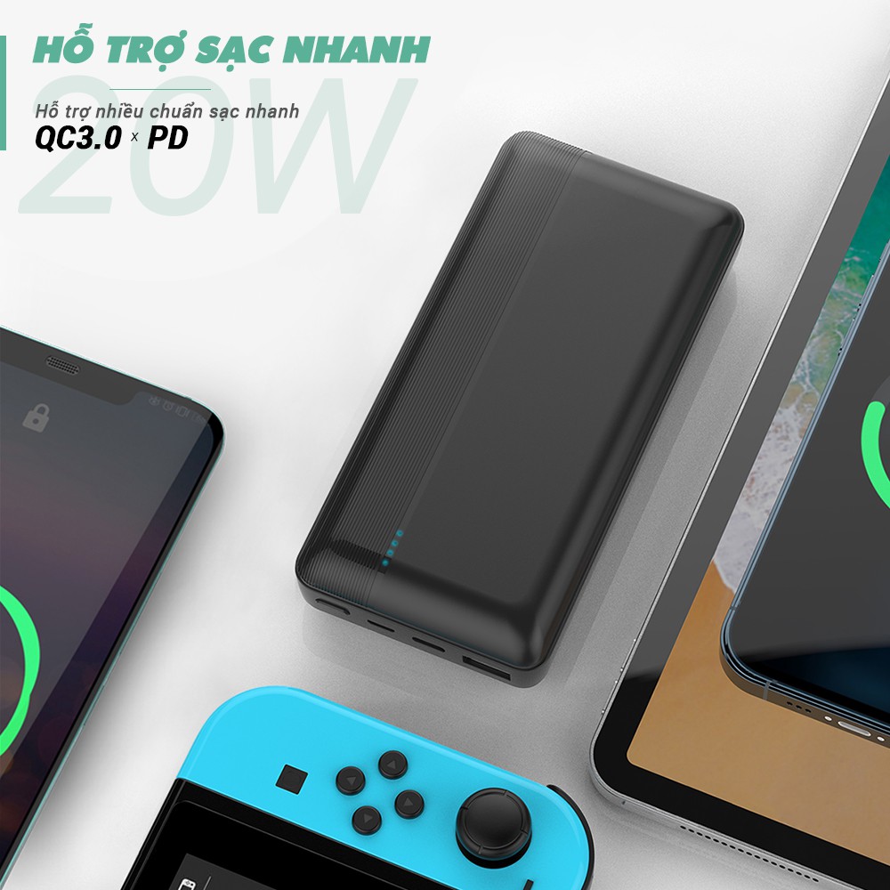 Sạc dự phòng 10000mAh sạc nhanh JUYUPU 1C hỗ trợ PD QC3.0 20W đèn led hiển thị cao cấp chính hãng