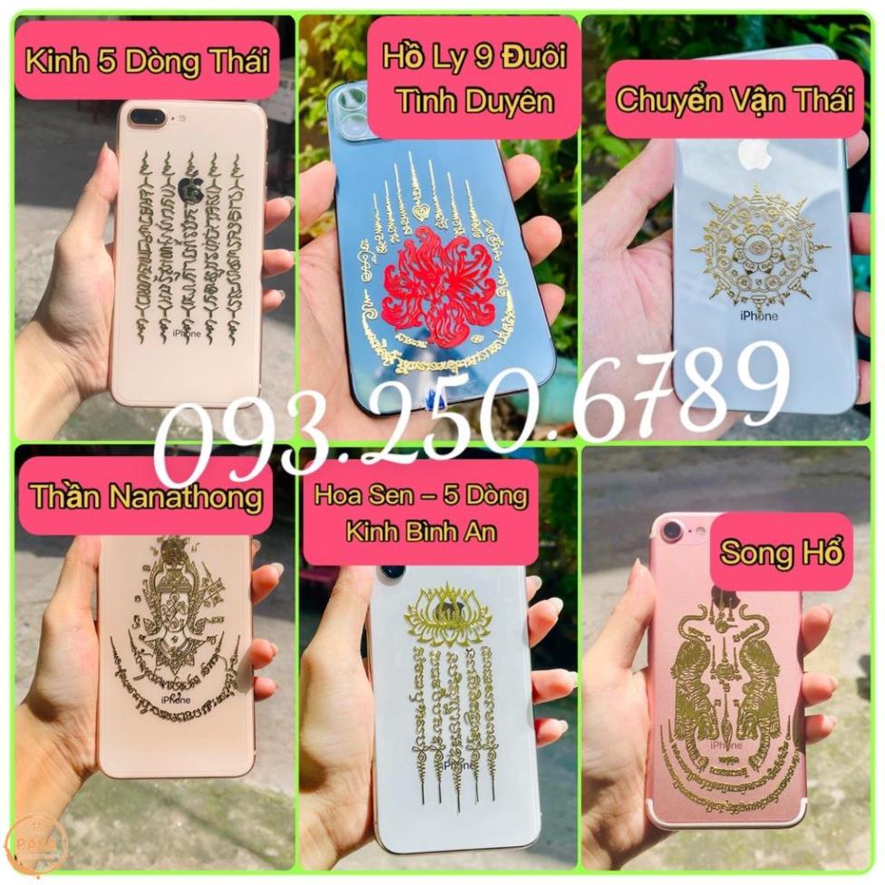 Miếng dán Điện Thoại Thái Lan HỒ LY 9 ĐUÔI - KINH 5 DÒNG HOA SEN - PHÉP CHUYỂN VẬN Đẹp Lung Linh Phù điện thoại