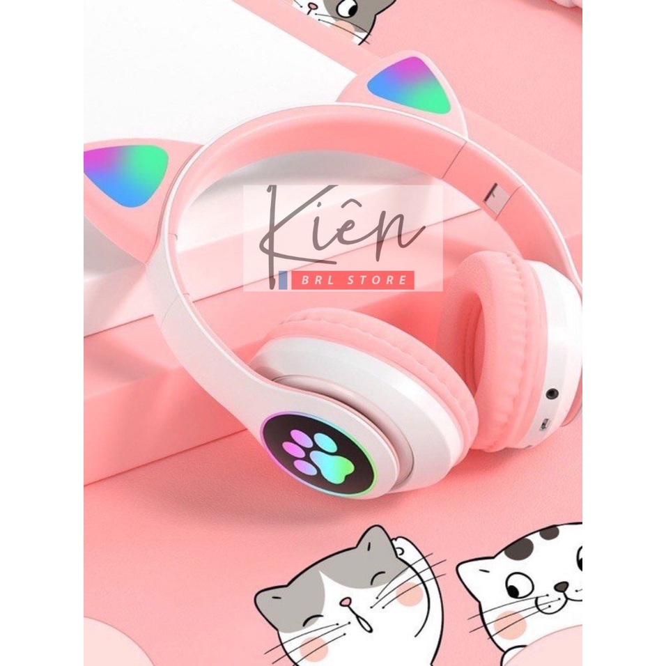 Tai Nghe Bluetooth hình Tai Mèo Cute - Có Đèn Led Đổi Màu [Bảo Hành 12 tháng]