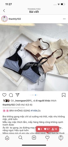 Áo lót không gọng( khách note tên ig)