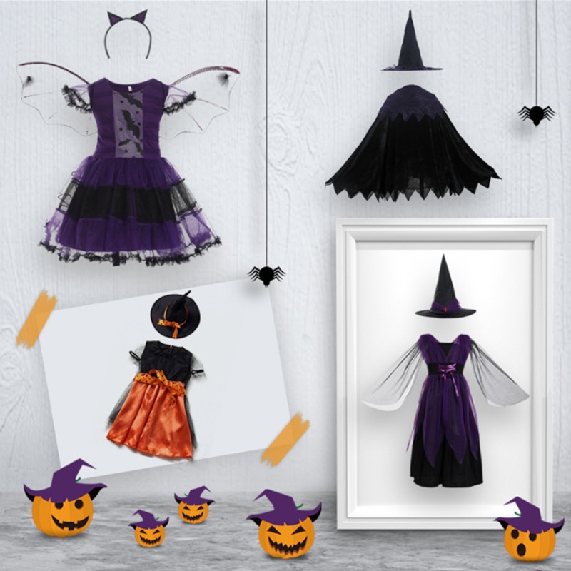 Trang phục hoá trang phù thủy halloween cho trẻ em kèm phụ kiện
