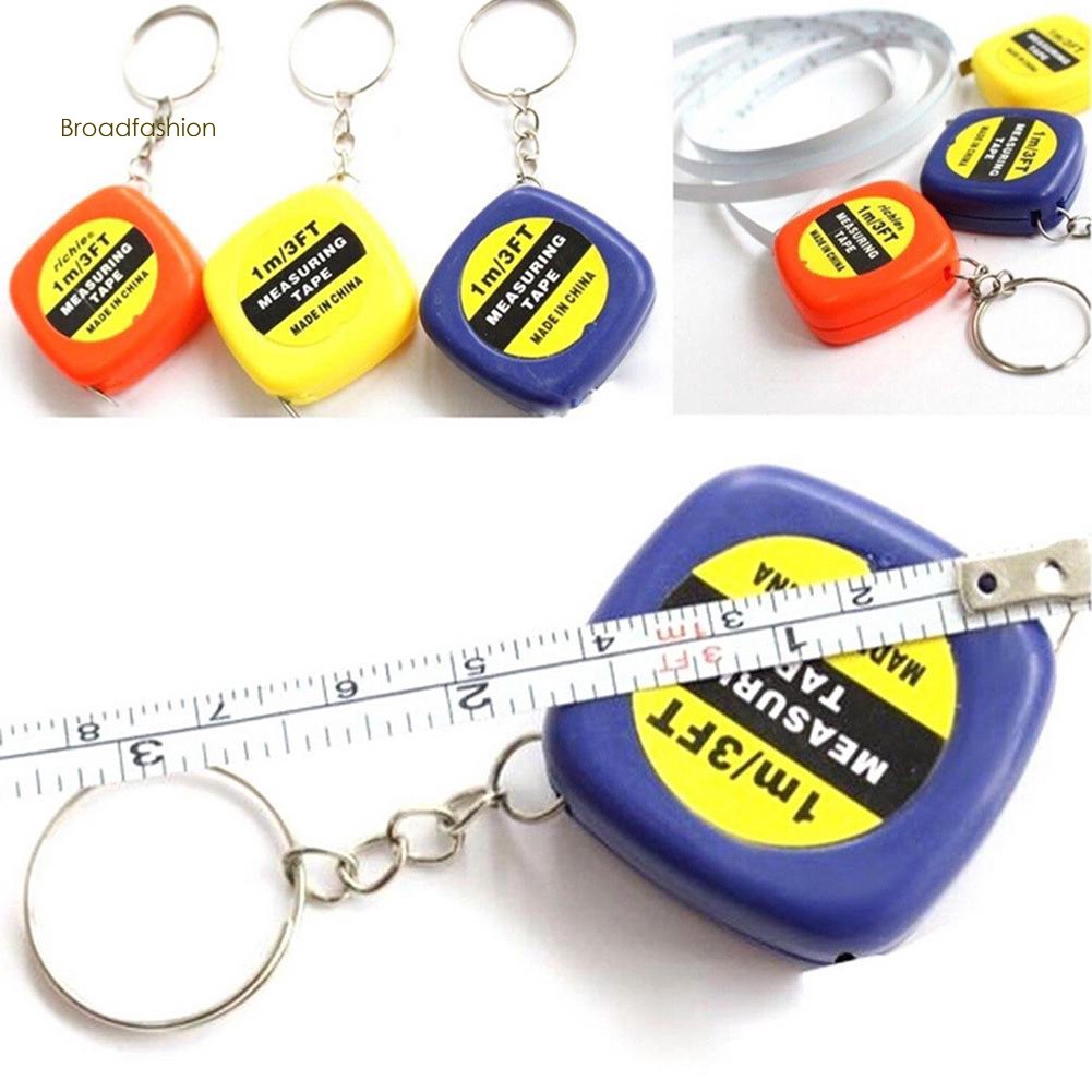 ✤YSKYL✤Mini Keychain Key Ring Easy Retractable Tape Measure Pull Ruler 1M/3FT Gift