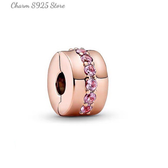charm pan khoá chặn vàng hồng đính đá bạc s925 cao cấp