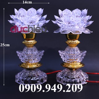 Bộ 2 đèn thờ cúng hoa sen cục vàng đổi nhiều màu loại cao CV – Đức Hiếu Shop