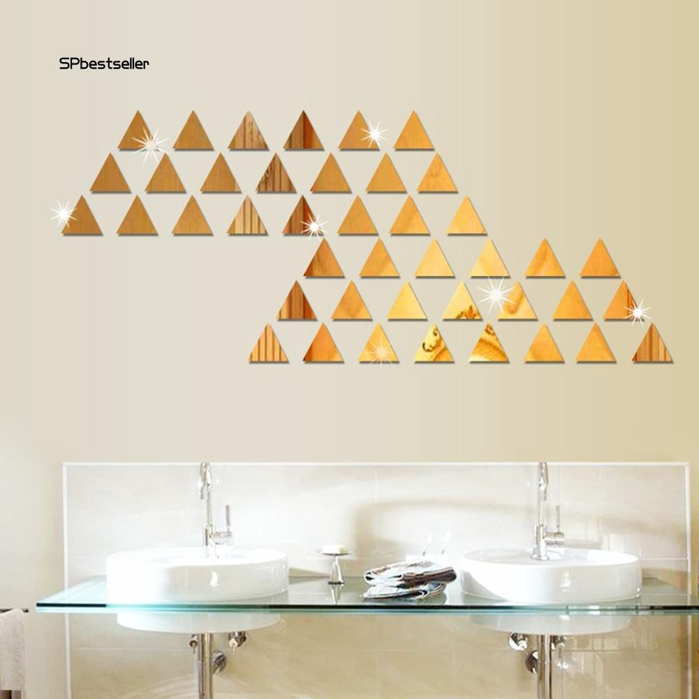 Set 100 miếng dán tường hình tam giác 2cm x 1.9cm mặt gương độc đáo