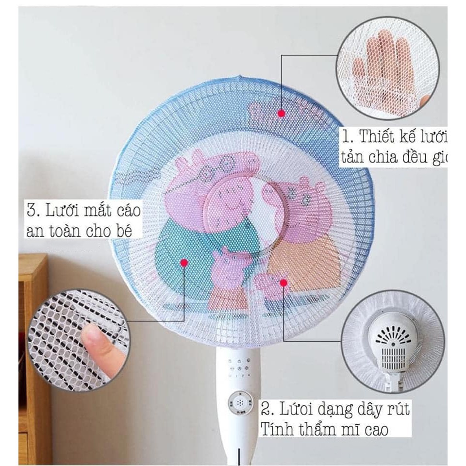 Lưới bọc quạt an toàn cho bé trùm kín quạt, phủ cả mặt sau Akii Home NC42