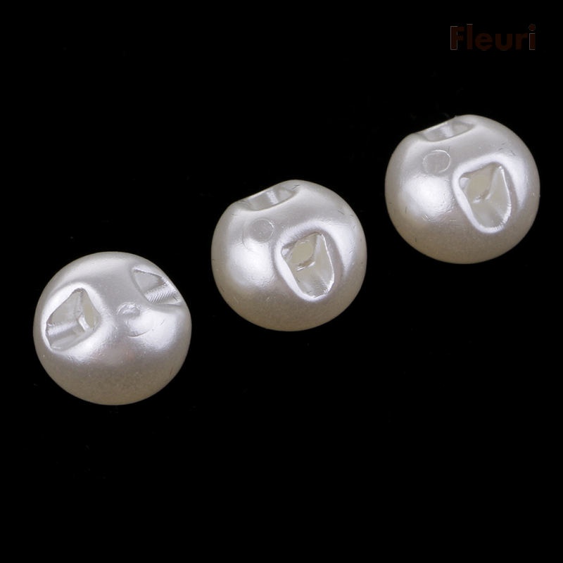 Set 50 Nút Ngọc Trai Màu Trắng 10mm Làm Đồ Thủ Công DIY