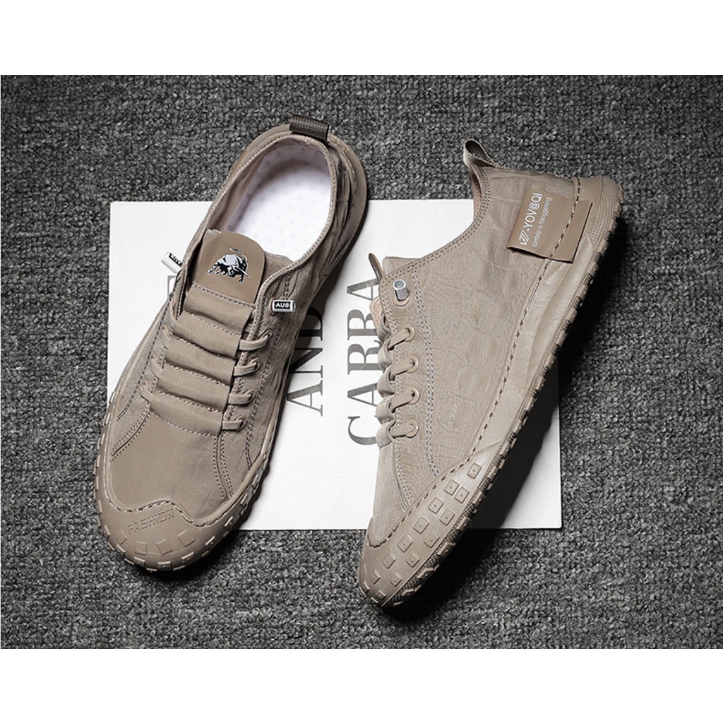 Giày lười nam cao cấp chất liệu vải jeans dập vận cá sấu kiểu dáng cực ngầu phong cách cá tính J398 | BigBuy360 - bigbuy360.vn