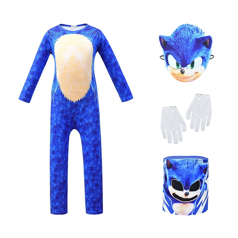 !!! (MớI) Bộ Áo liền quần + Găng Tay + Găng Tay Cosplay Chú NhíM Sonic Cho Bé