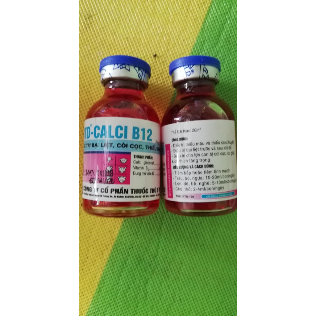 1 lọ RTD - CALCI - B12 loại 20 ml DÙNG CHO CÒI CỌC THIẾU MÁU Chó mèo, gia súc, gia cầm