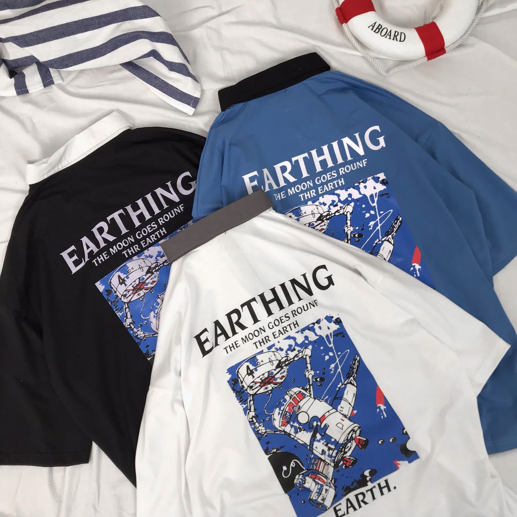 [Mã SKAMSALE07 giảm 10% TỐI ĐA 100K đơn150K] Áo Polo oversize Earth, JACKLANE, Áo polo cộc tay Unisex Jack Lane | BigBuy360 - bigbuy360.vn