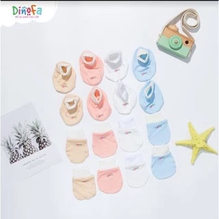Bao tay, bao chân sơ sinh DINOFA, vớ tay chân cho bé gái, bé trai cotton BABIALL - Giao màu ngẫu nhiên