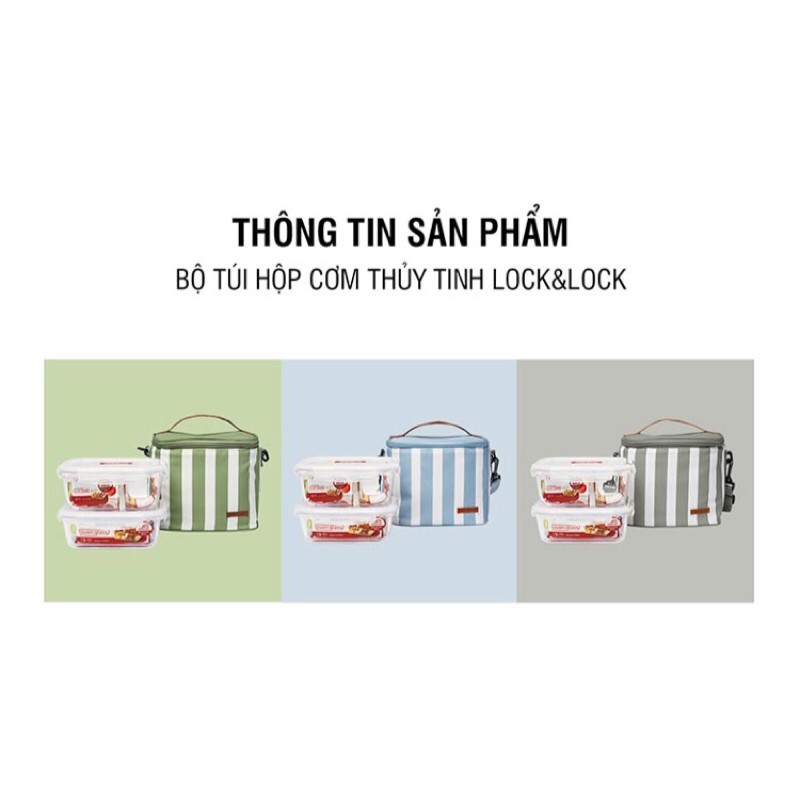 Bộ túi hộp cơm thủy tinh L&L 3EA LLG428S2