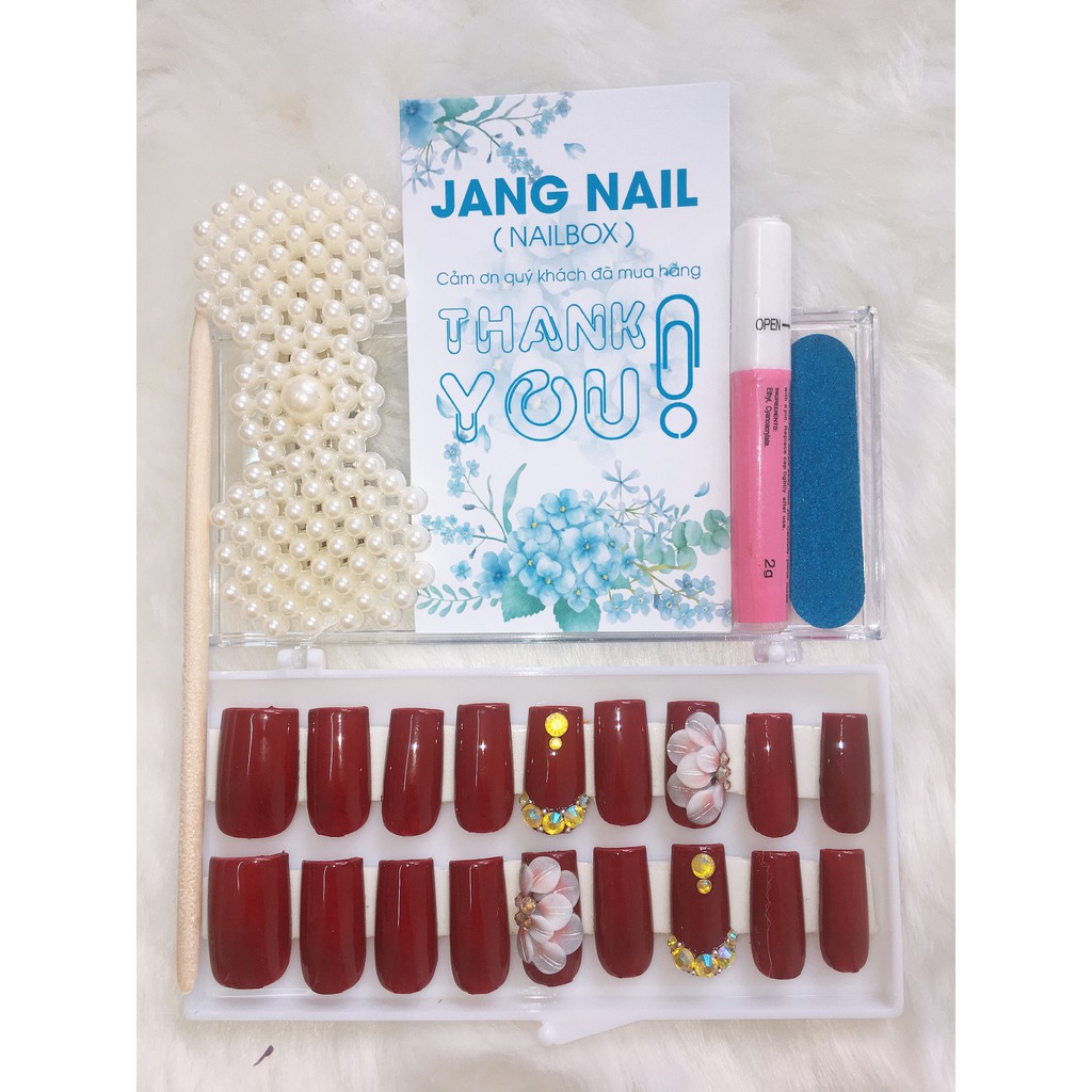 (SALE 50% +Kèm quà tặng) Bộ 24 Móng tay giả giá rẻ / Nailbox / Móng úp thiết kế ( kèm keo và dũa)