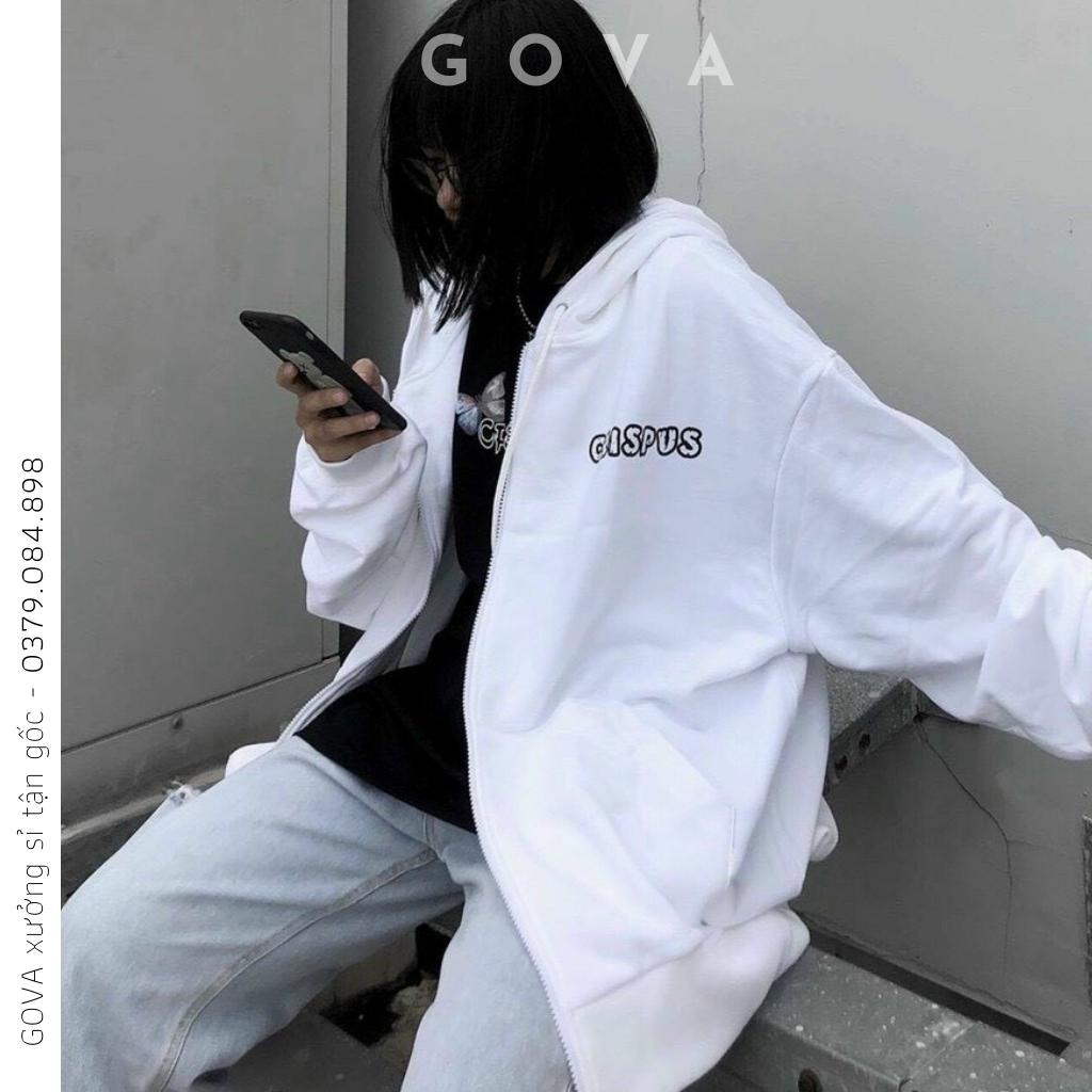 Áo Khoác Nỉ CRISPUS Dây Kéo Nam Nữ Ulzzang Unisex Form Rộng Chữ Thêu Đẹp GOVA