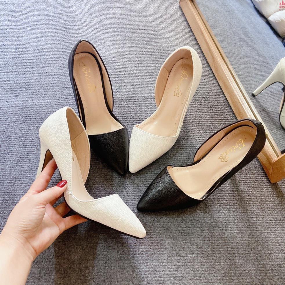 Sục cao gót hở eo da sần mã H129