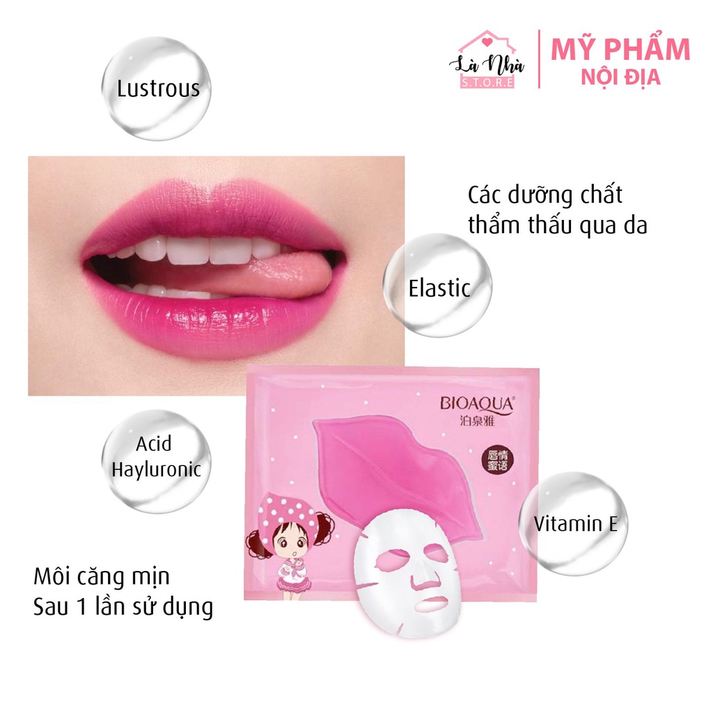 Mặt nạ môi Bioaqua nội địa trung chính hãng, miếng mặt nạ mask ngủ dưỡng, cấp ẩm làm căng bóng, giảm thâm môi.