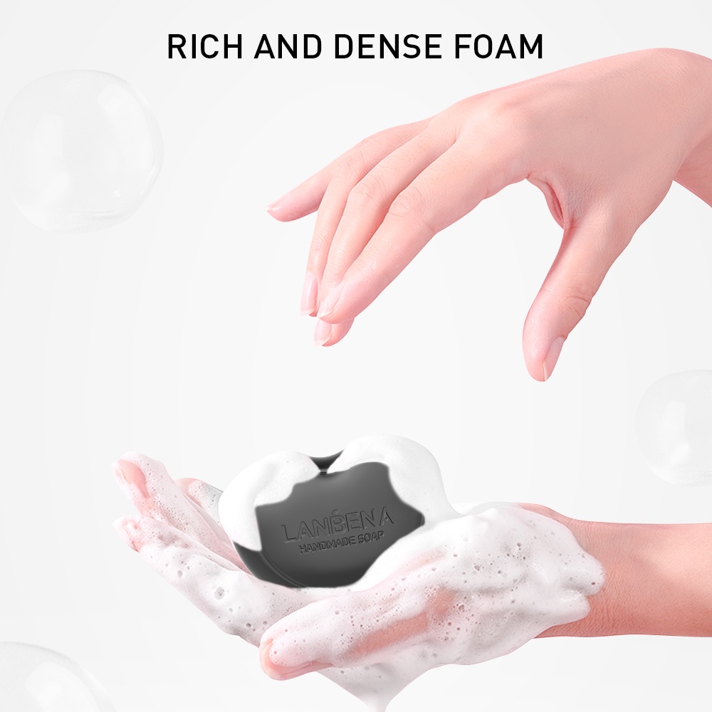 Xà phòng rửa mặt thủ công Lanbena chiết xuất than tre làm sạch sâu loại bỏ dầu và mụn đầu đen chăm sóc làm sáng da 100g