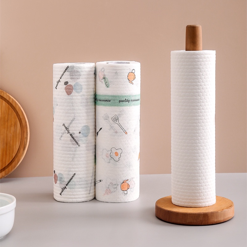 Cuộn 50 Khăn Giấy Khô Lau Bếp Đa Năng Giặt Được 11*20cm (Không Kèm Giá Gỗ)