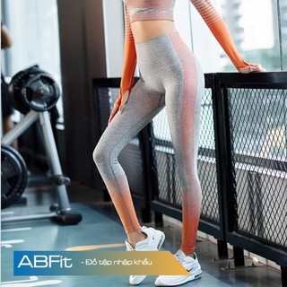 Quần legging tập gym yoga phối sọc ngang bo gối cao cấp
