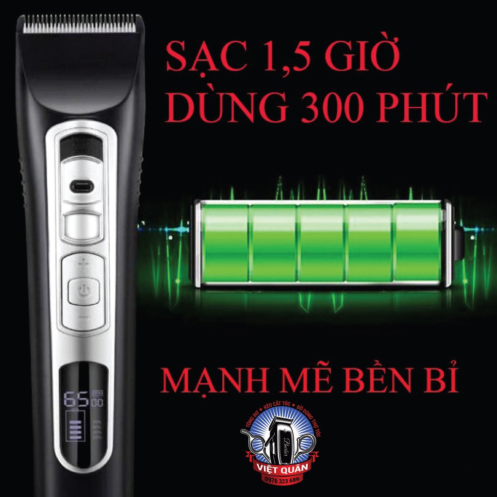 Tông đơ cắt tóc cao cấp Pop1985 dễ sử dụng lưỡi sứ cắt êm tặng lược Tony