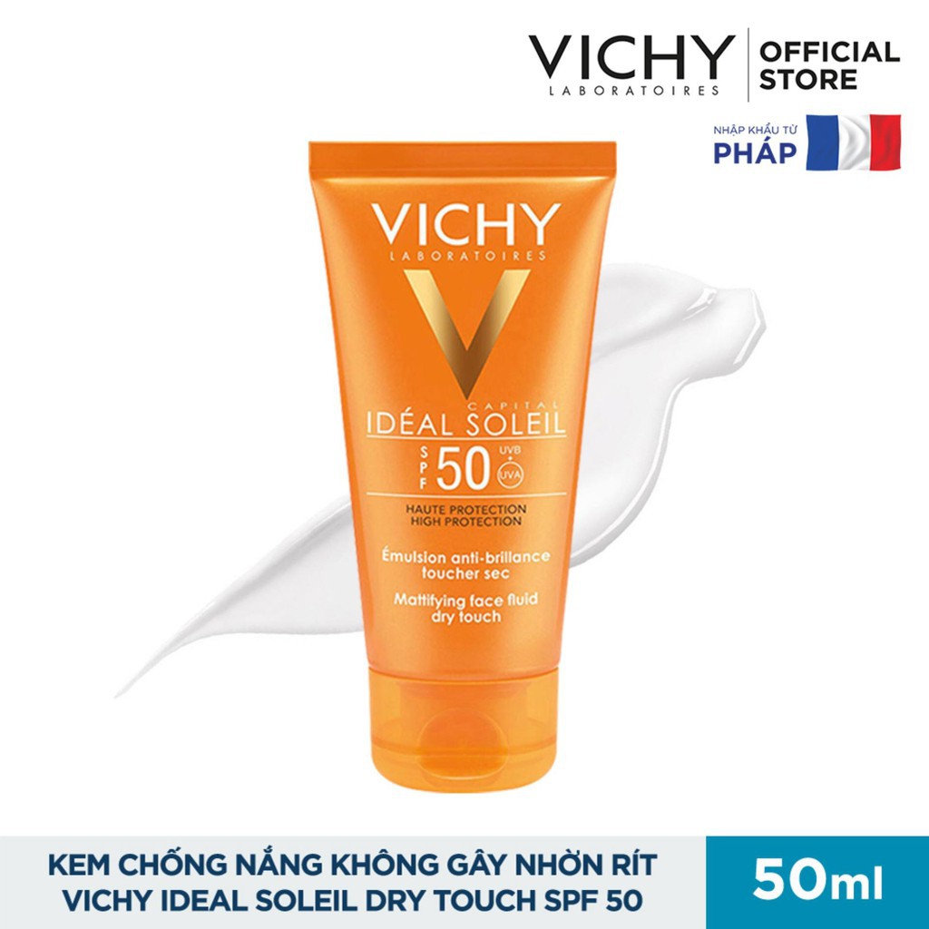 Kem Chống Nắng Không Nhờn Rít SPF 50 UVA +UVB Vichy Ideal Soleil Mattifying Face Fluid Dry Touch 50ml - Khongcoson