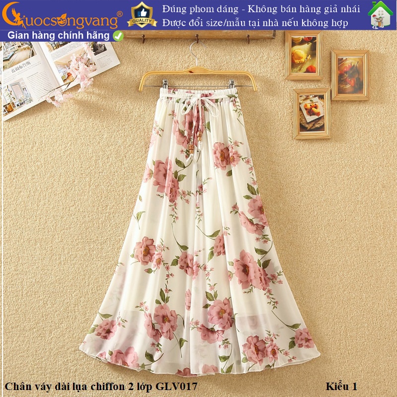 Chân váy dài maxi hai lớp chân váy chiffon lưng thun GLV017 Cuocsongvang