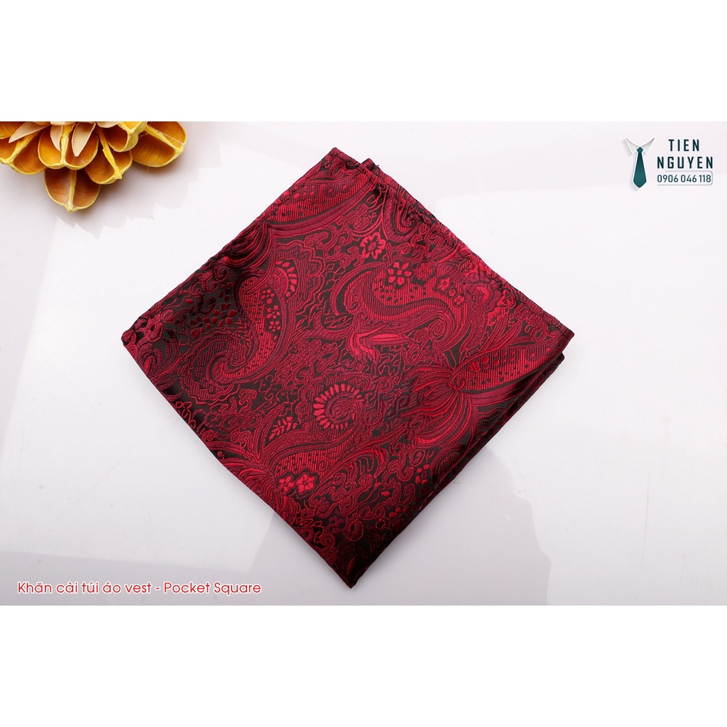 Khăn Cài Túi Áo Vest - Pocket Square - Phụ Kiện Cài Áo đỏ retro