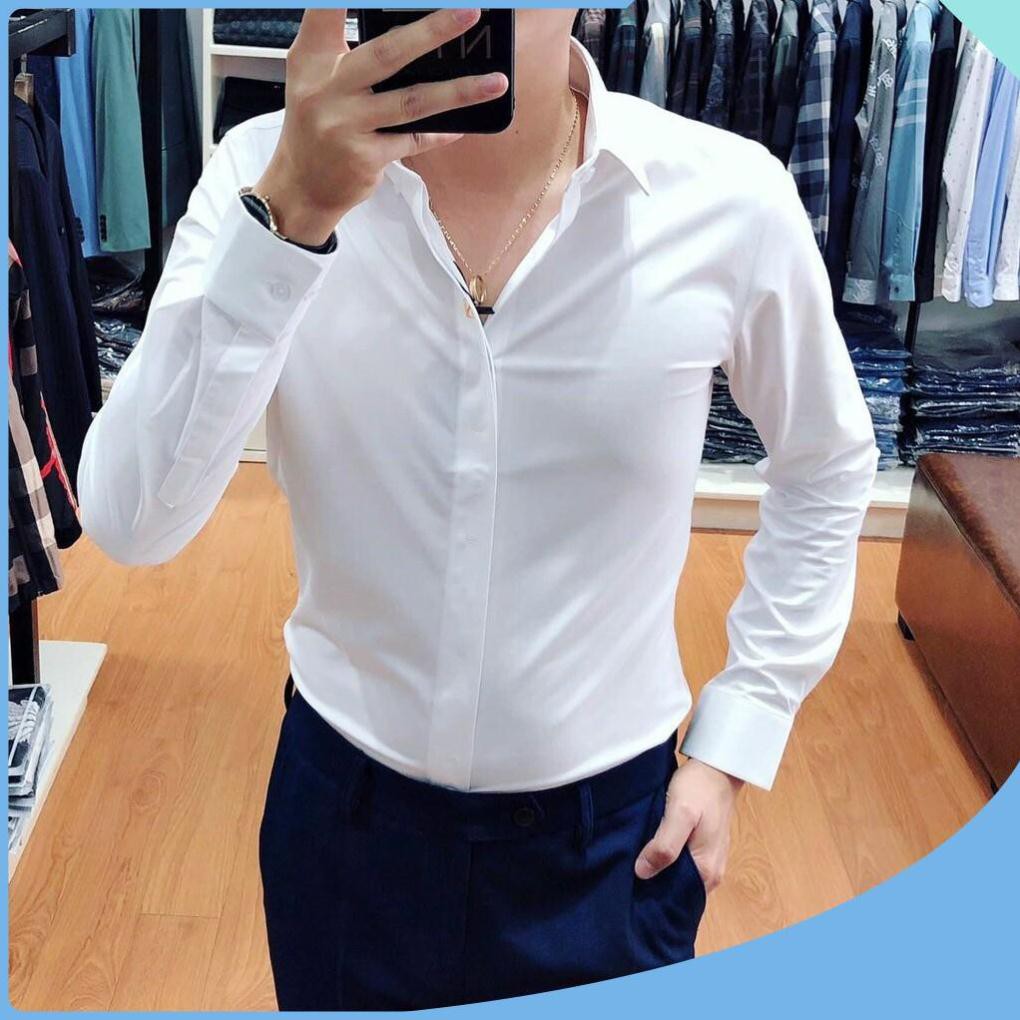 Áo sơ mi  - Áo sơ mi lụa cao cấp - Vải lụa mềm mịn, mặc cực mát, không nhăn, dáng slim Hàn Quốc trẻ đẹp | BigBuy360 - bigbuy360.vn