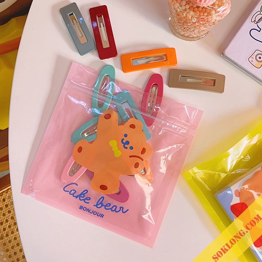 Túi zip chống nước hình gấu đựng sticker, quà tặng dễ thương K19