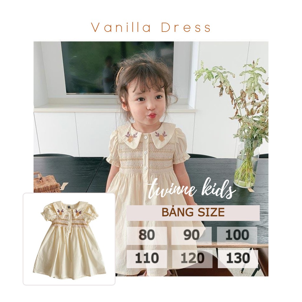 Váy vanilla cổ thêu phong cách cổ điển