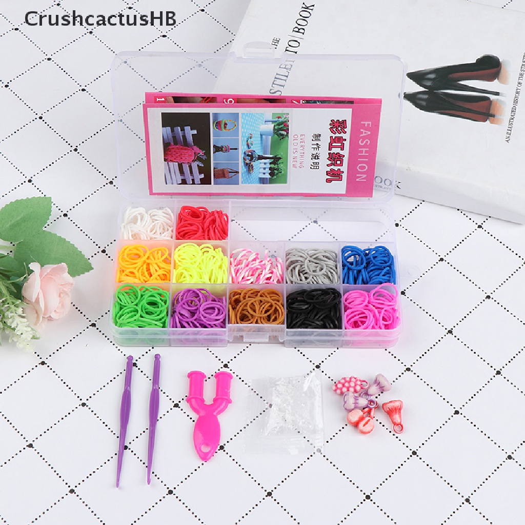 [CrushcactusHB] 600pcs rubber loom bands girl gift elastic band for diy weaving lacing bracelet Hot Sell