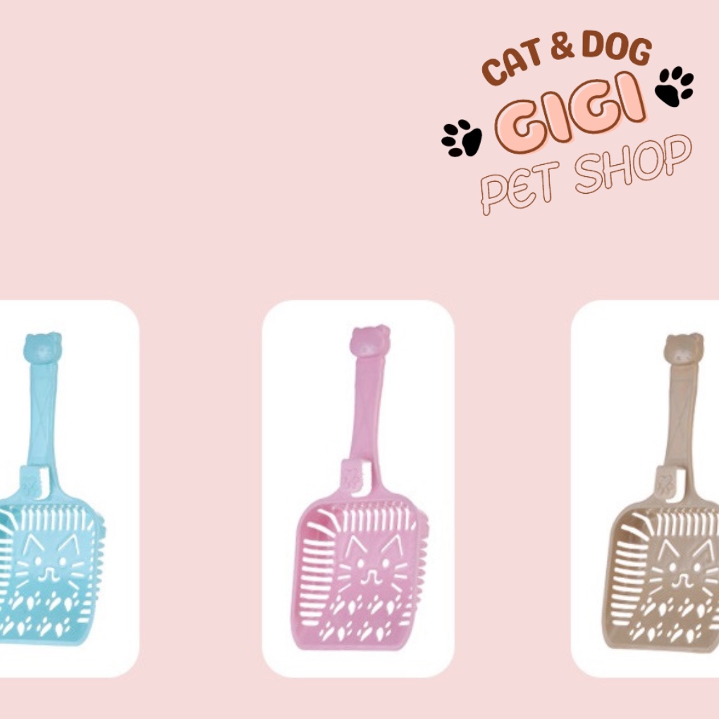 Xẻng xúc hốt cát phụ kiện dọn vệ sinh phân thú cưng chó mèo lỗ nhỏ hình dễ thương ngộ ngĩnh - GiGi Pet Shop