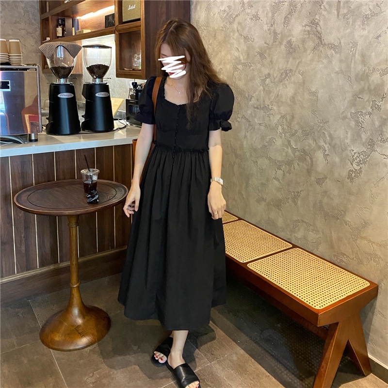 Đầm midi cổ vuông tay phồng thời trang thanh lịch 35861