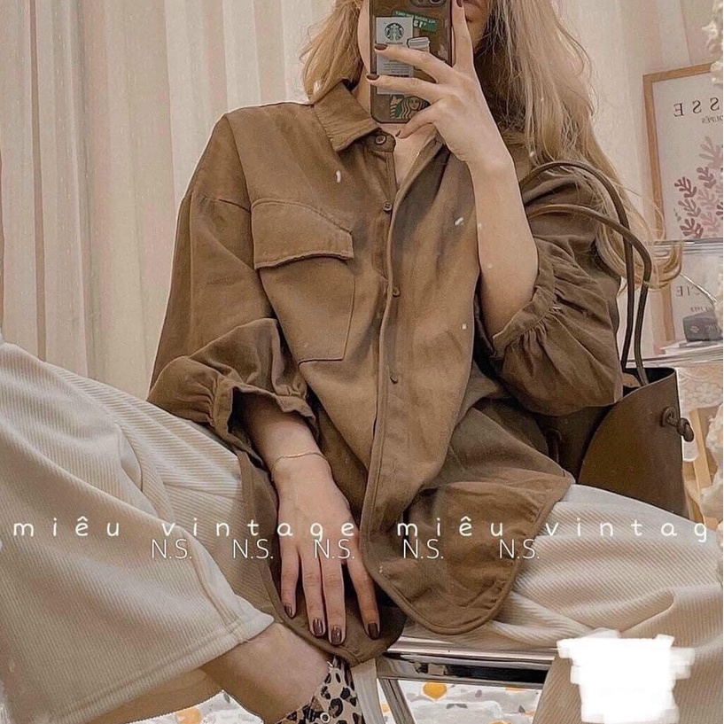 Áo sơ mi dài tay đuôi tôm nữ form rộng phong cách Hàn Quốc chất thô phù hợp đi học , đi làm - Ngọc Uyên Store