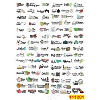 Sticker Washi A4 [ MINI ICON] Dạng Lì Trang Trí Bullet Journal Siêu Đẹp 11122019