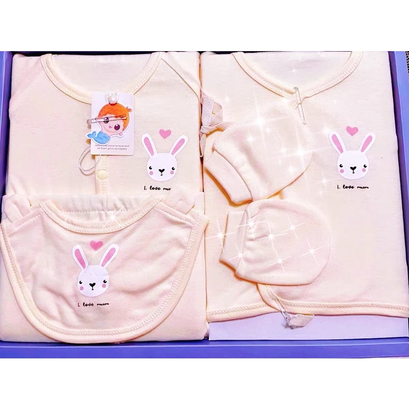 Hộp Quà Set Đồ Sơ Sinh Cao Cấp 6 Chi Tiết Cho Bé