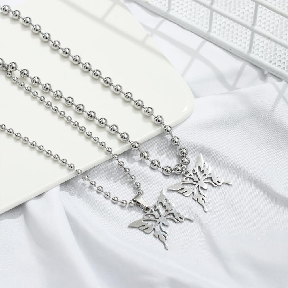 Vòng cổ Mặt Hình Bướm Bằng Thép Không Gỉ Phong Cách Gothic Rock 1