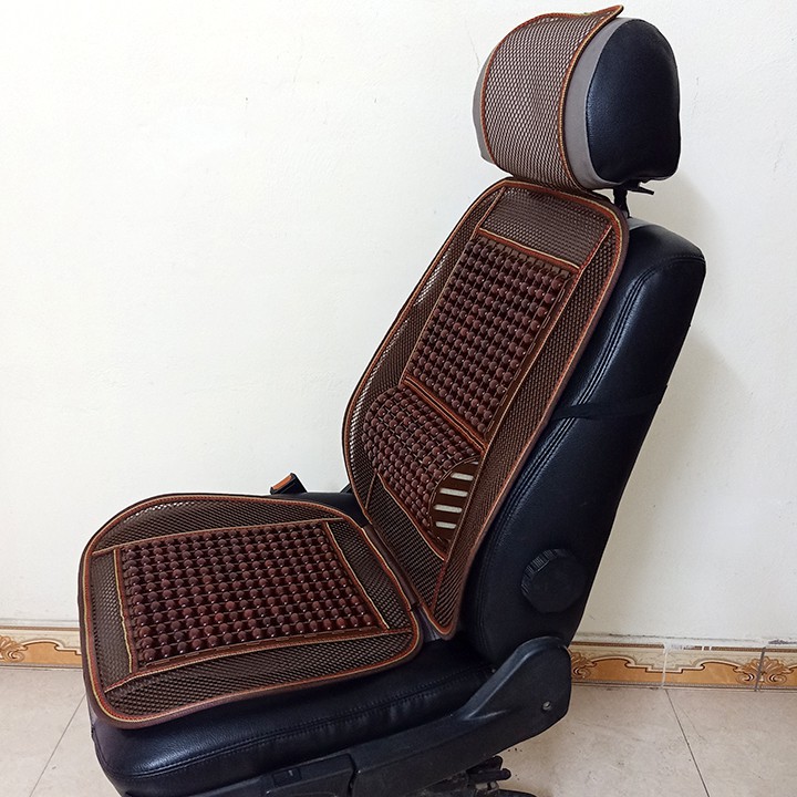 Tấm lưới tựa lưng thoáng mát massage hạt gỗ lót ghế xe hơi, ô tô, đệm văn phòng,Tấm lót ghế hạt gỗ hương cao cấp HG1 - T