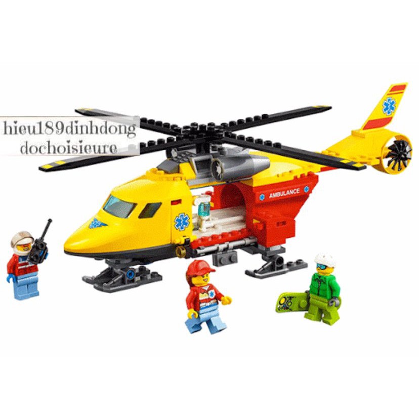 Lắp ráp xếp hình NOT Lego City 60179 Lepin 02090 , Bela 10868 : Trực Thăng Cấp Cứu người trượt tuyết 208 mảnh